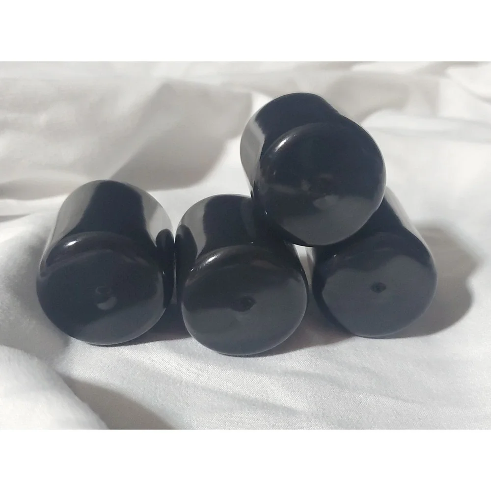 End Cap Plastic Round Rubber Hole Plugs, Black Vinyl 1 1/4 x 1 1/2 In (4 Pack)